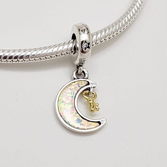 Pandora Two-Tone Key & Moon Charm - Picture 2 of 5